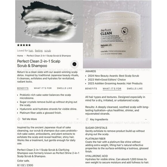 NEW NatureLab Perfect Clean 2 in 1 Scalp Scrub & Clarifying Shampoo Full Size - Picture 5 of 12